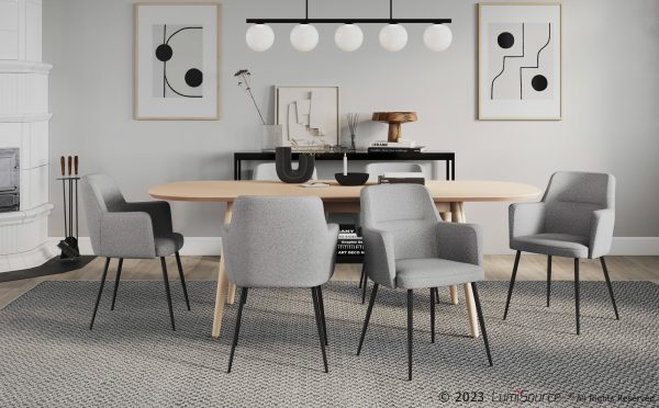 Andrew Contemporary BlackGrey Fabric Dining Chairs Set of 2 4
