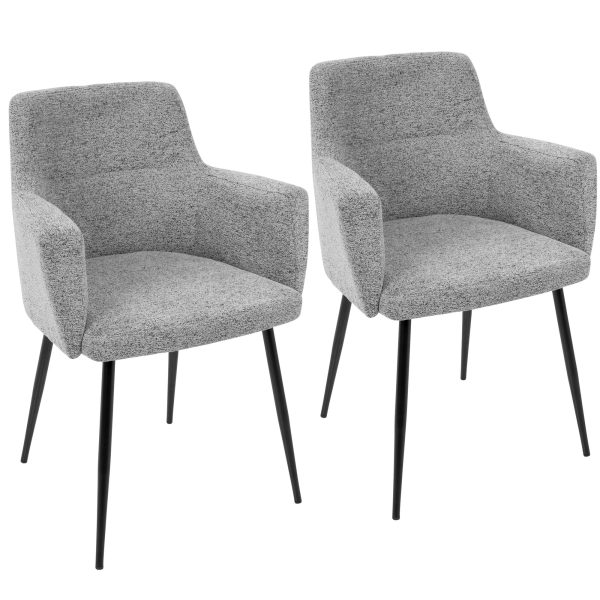 Andrew Contemporary BlackGrey Fabric Dining Chairs Set of 2 5