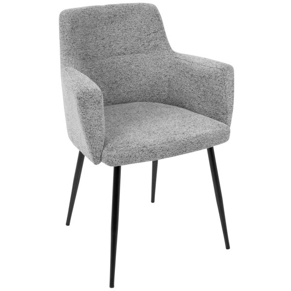 Andrew Contemporary BlackGrey Fabric Dining Chairs Set of 2 6