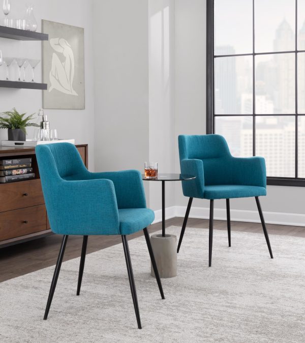 Andrew Contemporary BlackTeal Accent Chairs Set of 2 2