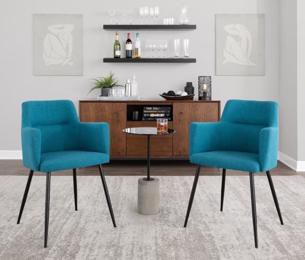Andrew Contemporary BlackTeal Accent Chairs Set of 2 3