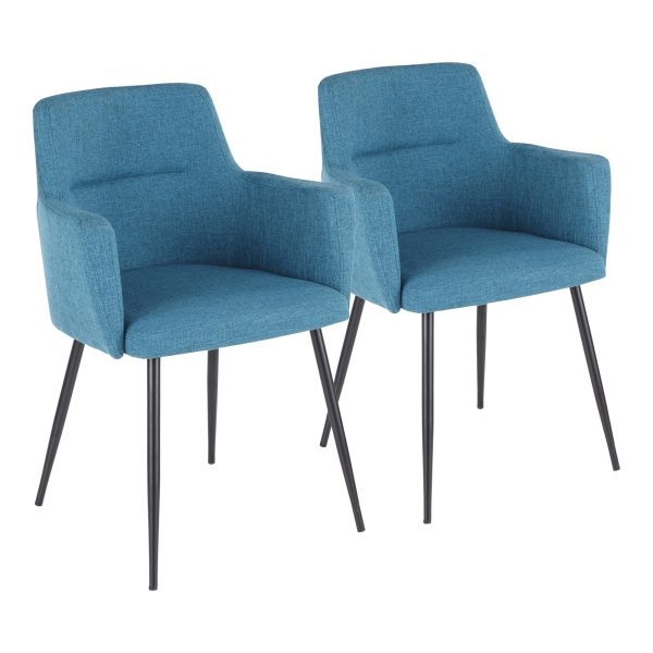 Andrew Contemporary BlackTeal Accent Chairs Set of 2 4
