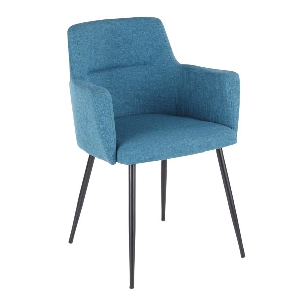 Andrew Contemporary BlackTeal Accent Chairs Set of 2 5