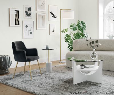 Andrew Gold Black Velvet Contemporary Accent Chairs (Set of 2)