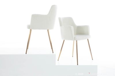 Andrew Gold Metal Cream Velvet Contemporary Accent Chairs (Set of 2)
