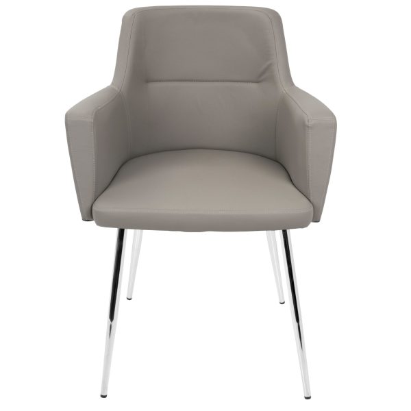 Andrew Grey Faux Leather Contemporary Dining Chairs Set of 2 10