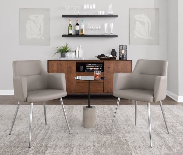 Andrew Grey Faux Leather Contemporary Dining Chairs Set of 2 3