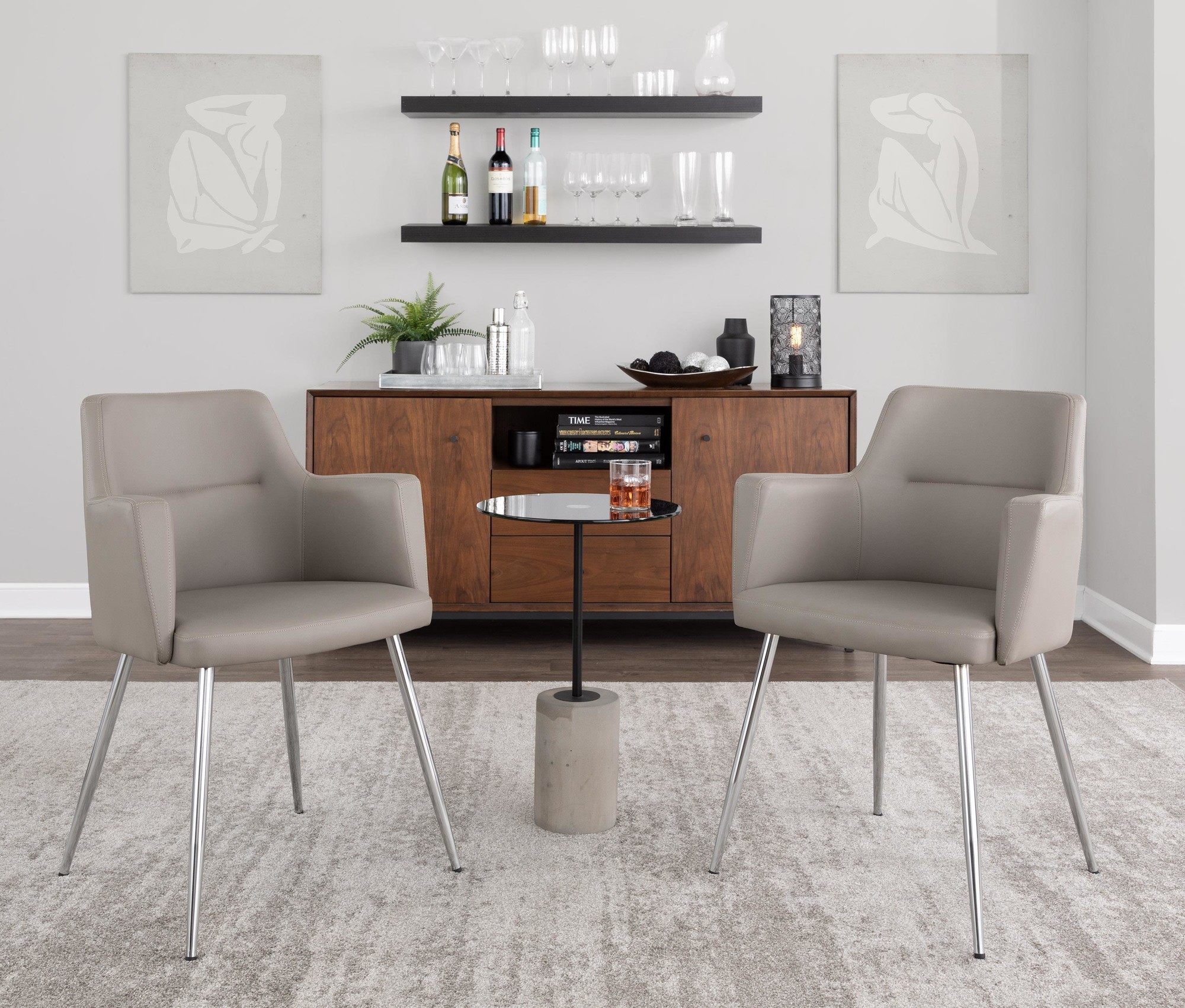 Andrew Grey Faux Leather Contemporary Dining Chairs (Set of 2) 4 Andrew Grey Faux Leather Contemporary Dining Chairs (Set of 2) - Image 4