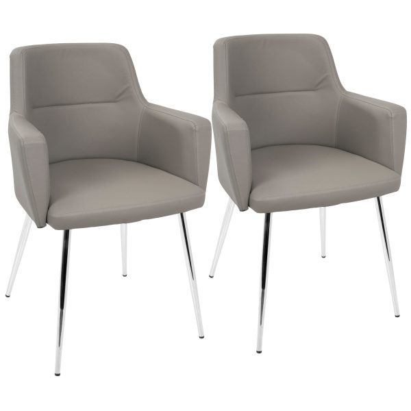 Andrew Grey Faux Leather Contemporary Dining Chairs Set of 2 5
