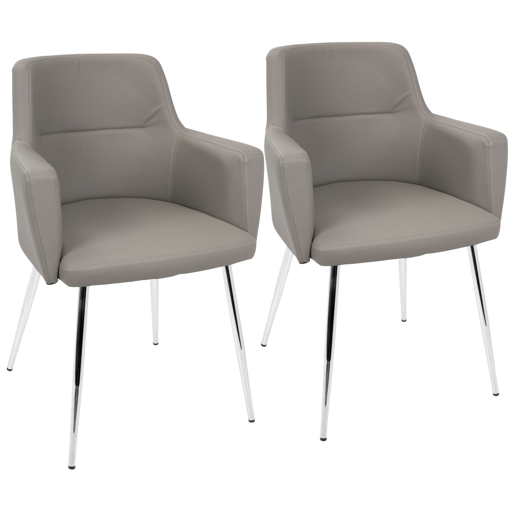 Andrew Grey Faux Leather Contemporary Dining Chairs (Set of 2) 6 Andrew Grey Faux Leather Contemporary Dining Chairs (Set of 2) - Image 6