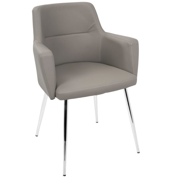Andrew Grey Faux Leather Contemporary Dining Chairs Set of 2 6