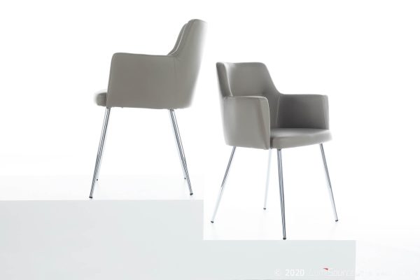 Andrew Grey Faux Leather Contemporary Dining Chairs Set of 2