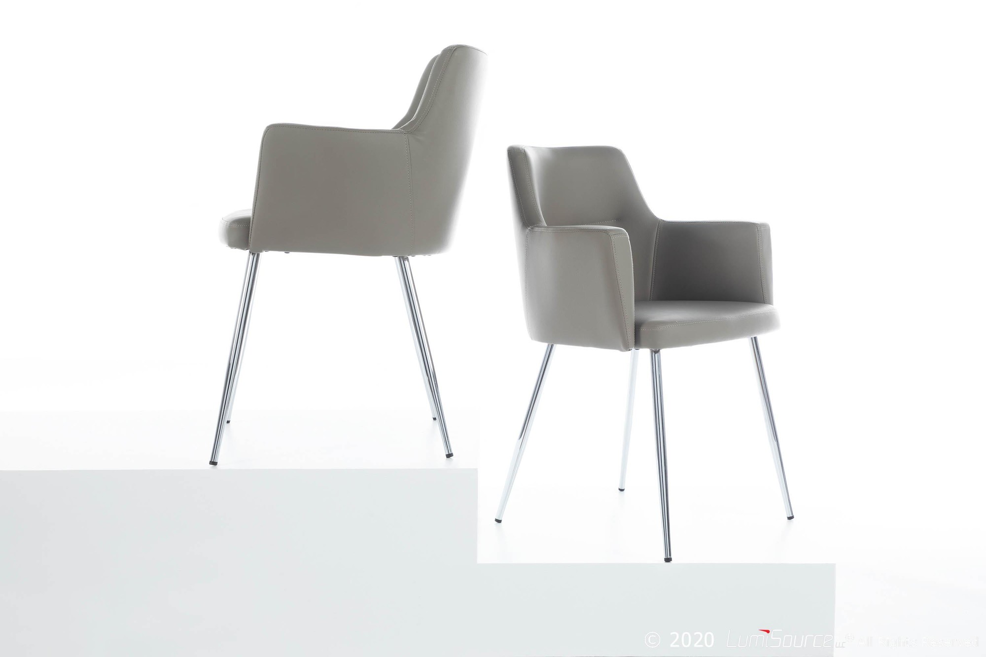 Andrew Grey Faux Leather Contemporary Dining Chairs (Set of 2) 1 Andrew Grey Faux Leather Contemporary Dining Chairs (Set of 2)