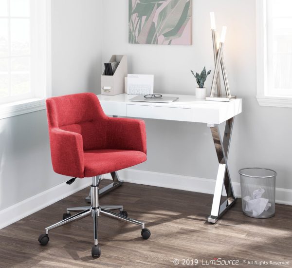 Andrew Red Contemporary Adjustable Fabric Office Chair