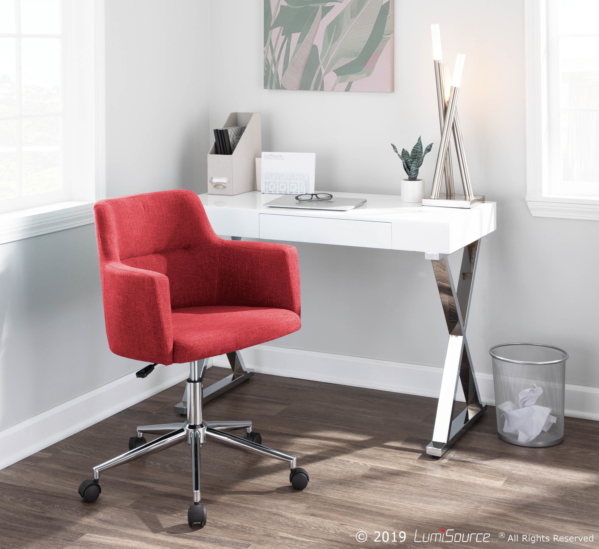Andrew Red Contemporary Adjustable Fabric Office Chair 1 Andrew Red Contemporary Adjustable Fabric Office Chair