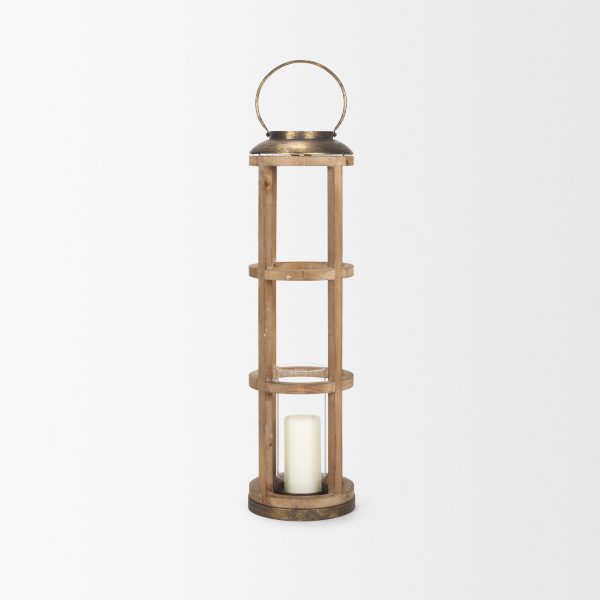 Andy I Large Natural Wood Cylindrical Lantern 2