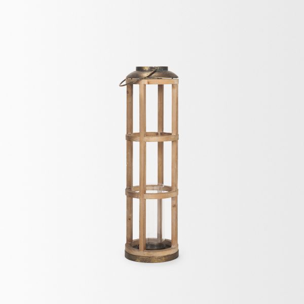 Andy I Large Natural Wood Cylindrical Lantern 4