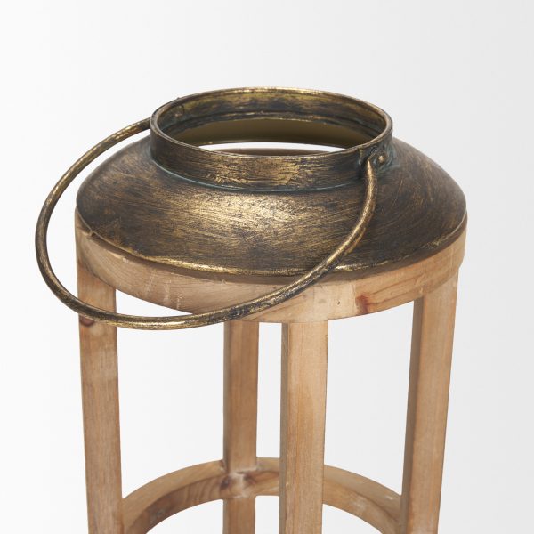 Andy I Large Natural Wood Cylindrical Lantern 6