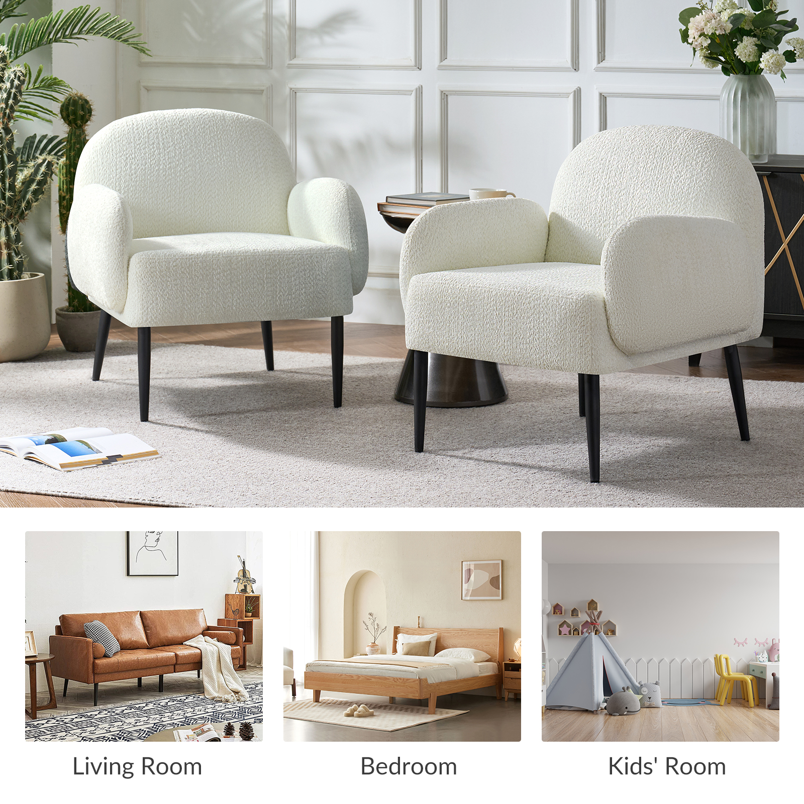 Andy Ivory Loop Yarn Modern Accent Chair 3 Andy Ivory Loop Yarn Modern Accent Chair - Image 3