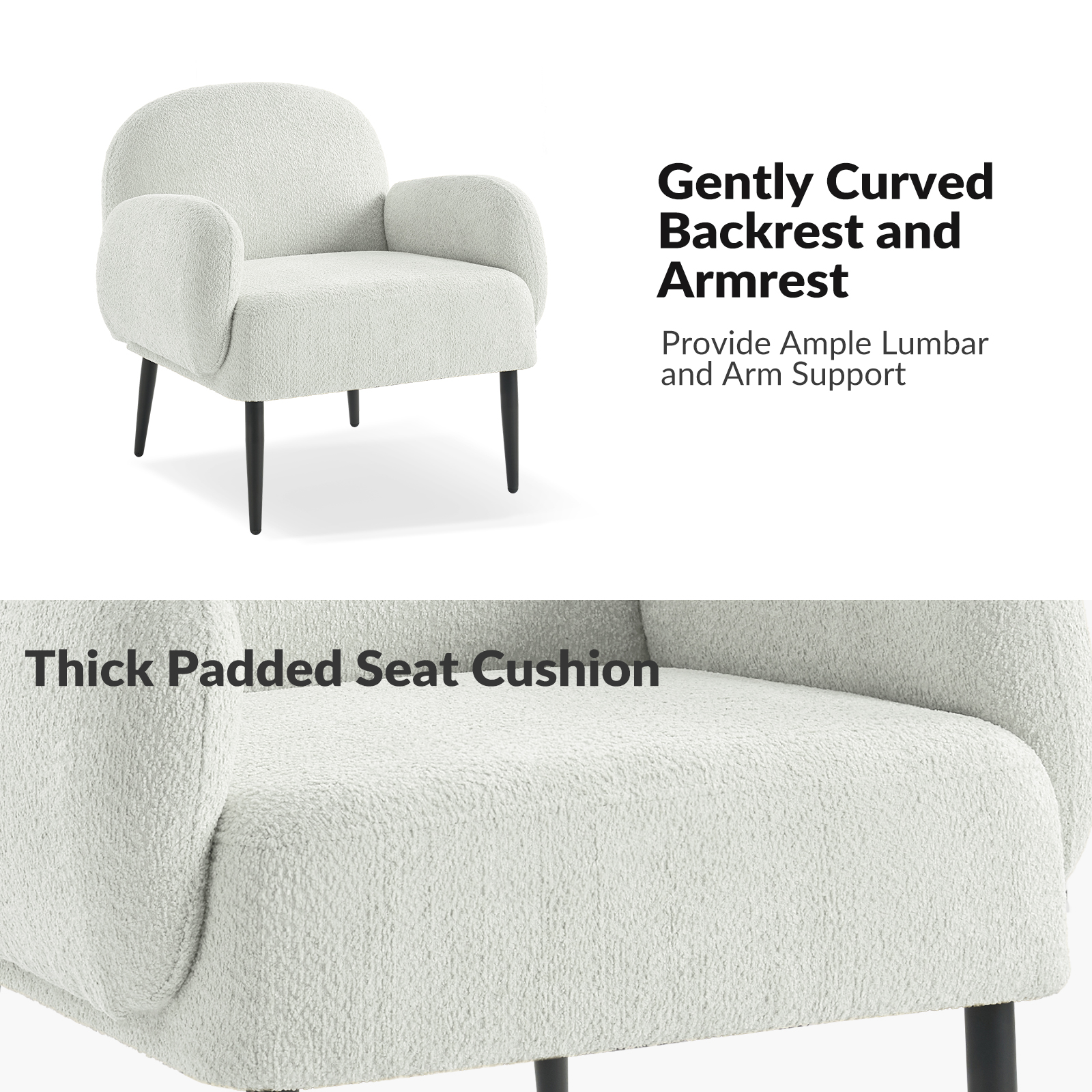 Andy Ivory Loop Yarn Modern Accent Chair 5 Andy Ivory Loop Yarn Modern Accent Chair - Image 5