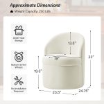 Angela Ivory Velvet Modern Storage Dining Chair