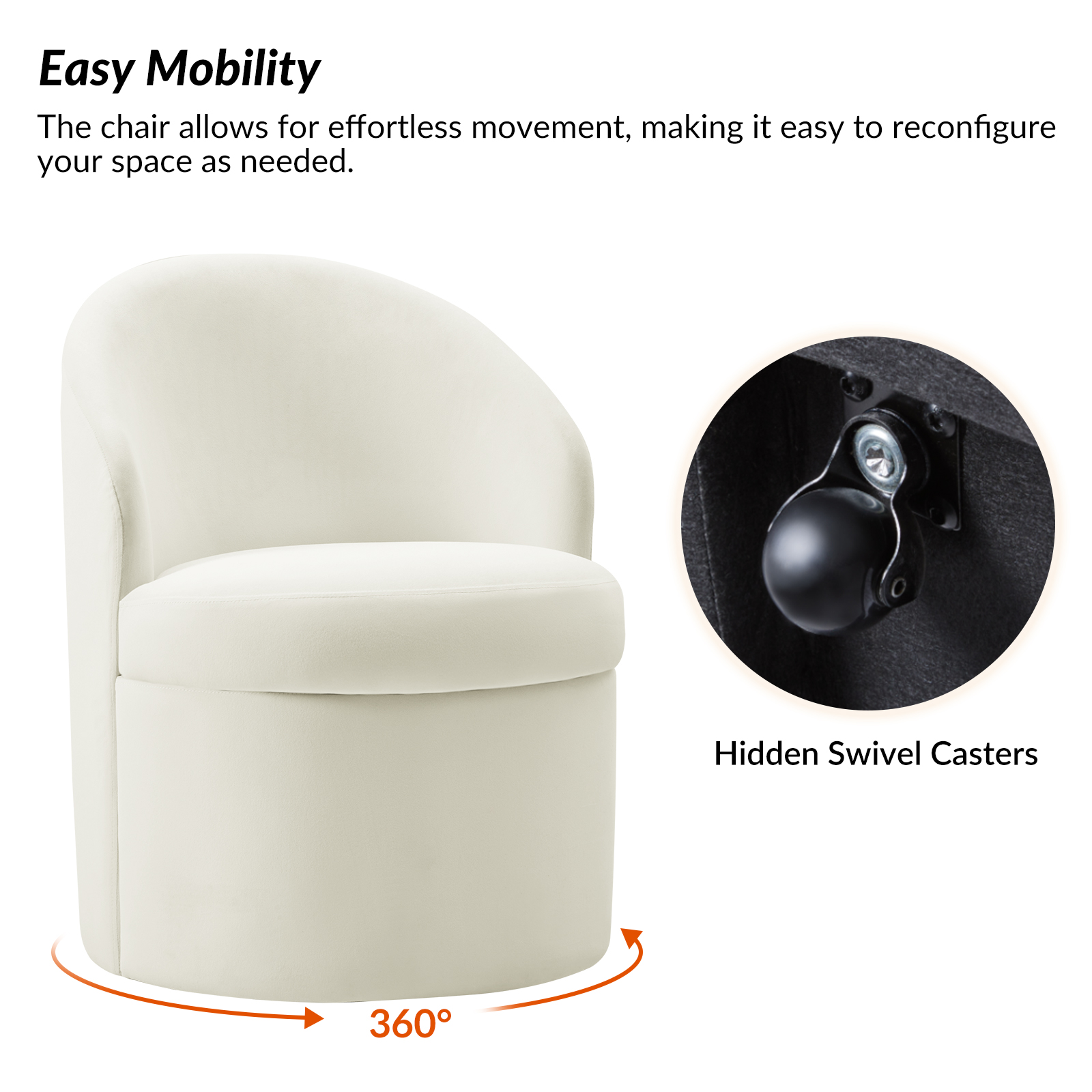 Angela Ivory Velvet Modern Storage Dining Chair 5 Angela Ivory Velvet Modern Storage Dining Chair - Image 5