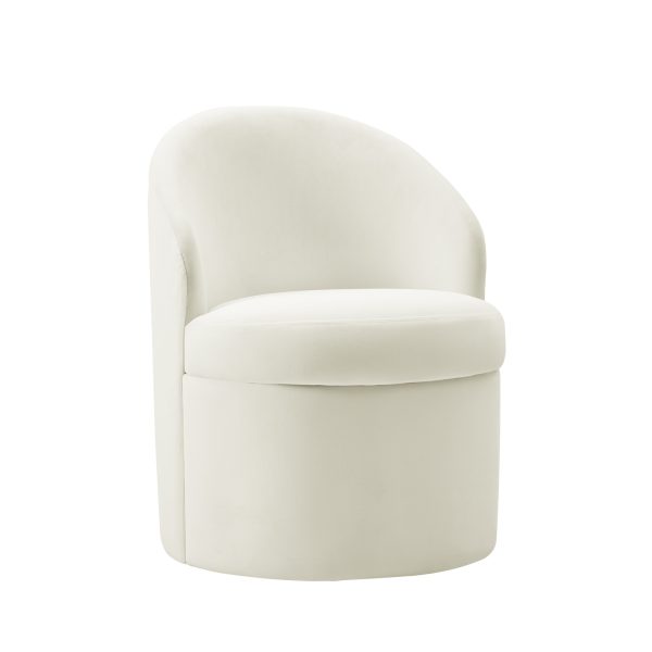 Angela Ivory Velvet Modern Storage Dining Chair