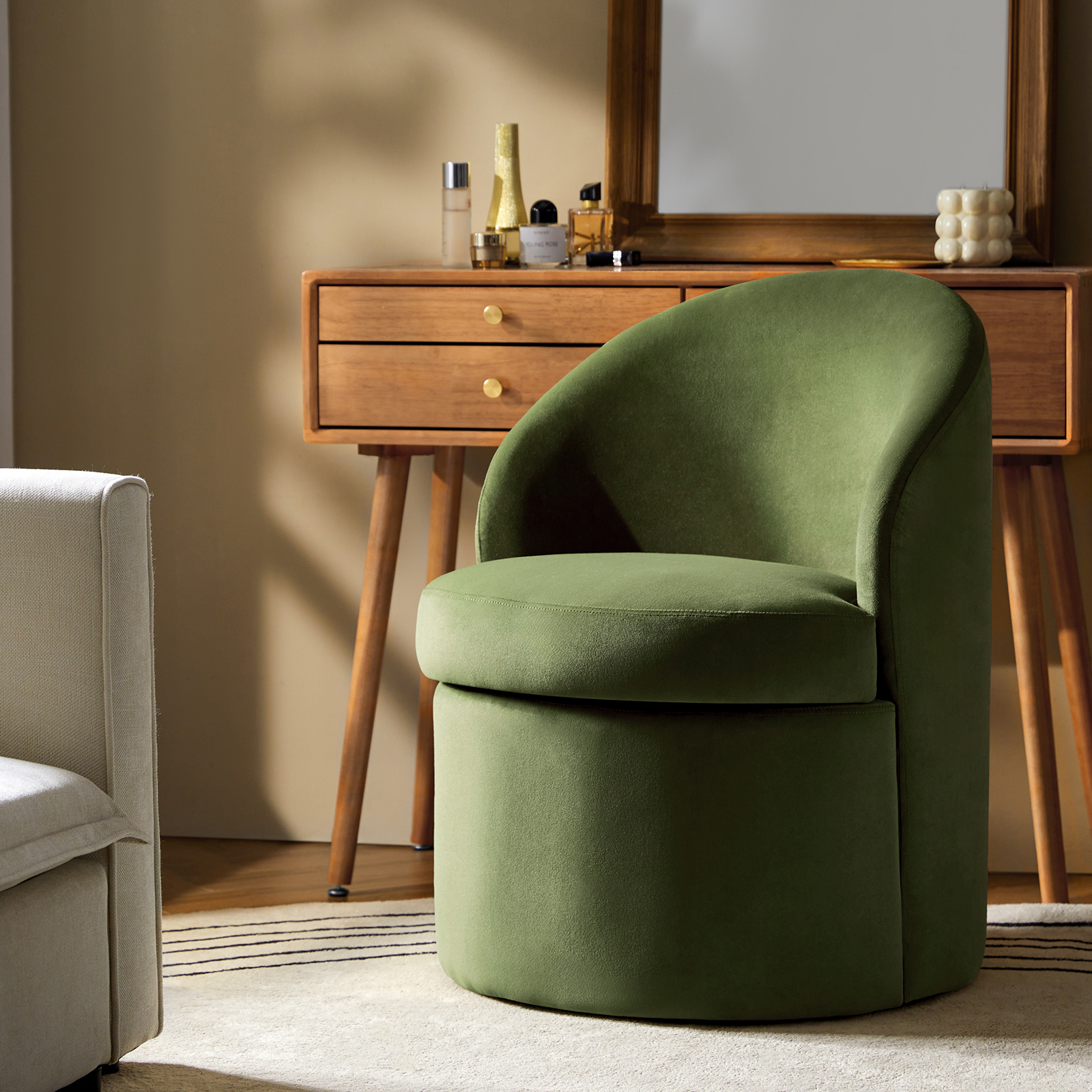 Angela Moss Velvet Dining Chair with Hidden Storage 2 Angela Moss Velvet Dining Chair with Hidden Storage - Image 2