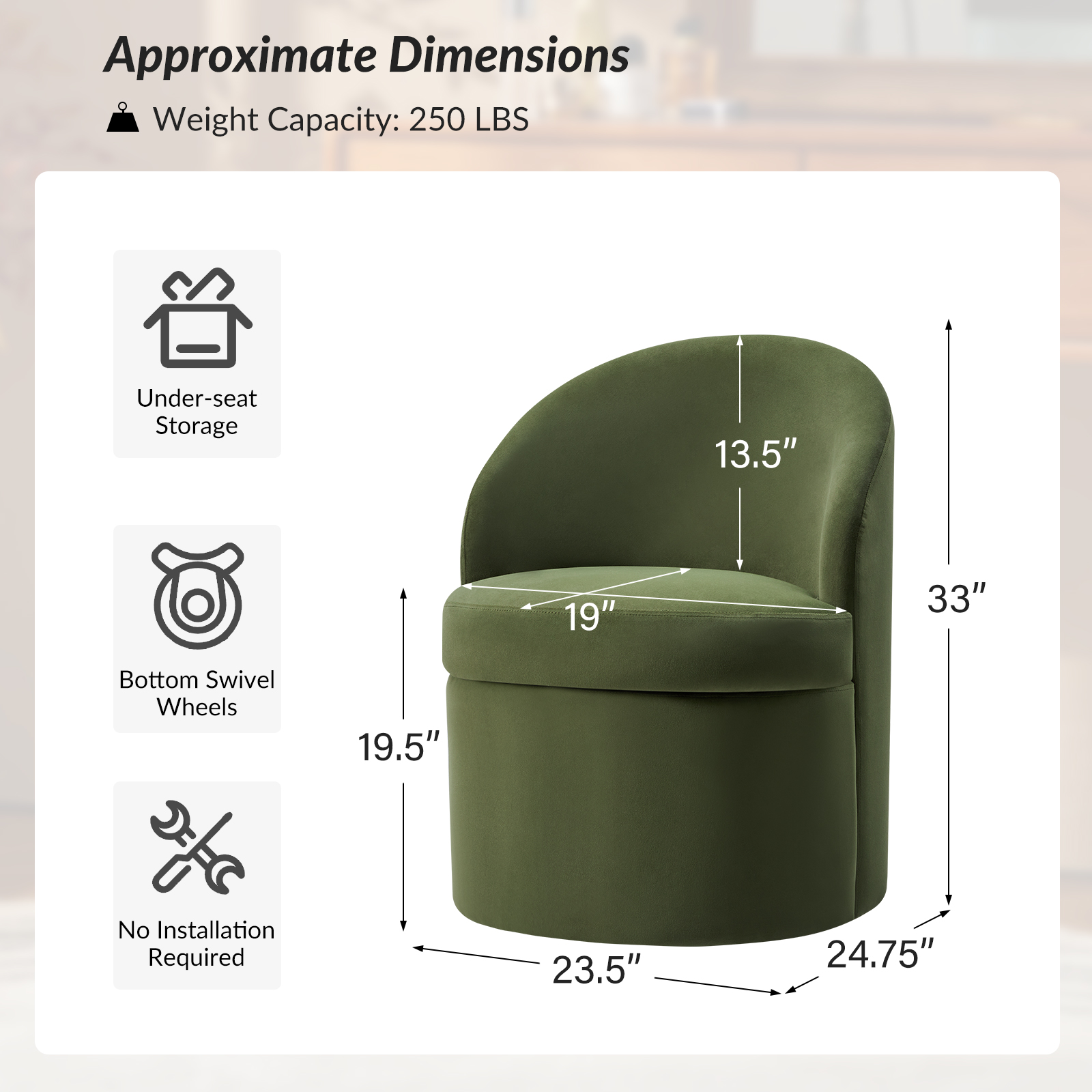 Angela Moss Velvet Dining Chair with Hidden Storage 3 Angela Moss Velvet Dining Chair with Hidden Storage - Image 3
