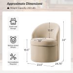 Angela Sand Velvet Modern Storage Dining Chair 8 Angela Sand Velvet Modern Storage Dining Chair