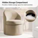 Angela Sand Velvet Modern Storage Dining Chair 9 Angela Sand Velvet Modern Storage Dining Chair