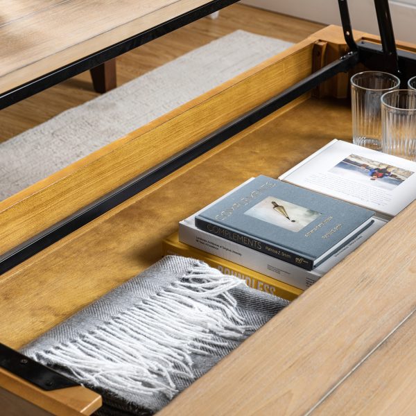 Angelica Acorn Lift Top Farmhouse Coffee Table with Storage 3