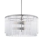 Anna (26"x14") Hanging Gun-Metal w/ Clear Glass Rods Six Bulb Chandelier