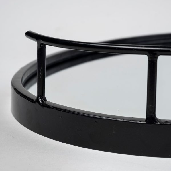 Ansel 20L x 14W Black Metal Mirrored Bottom Oval Serving Tray 8