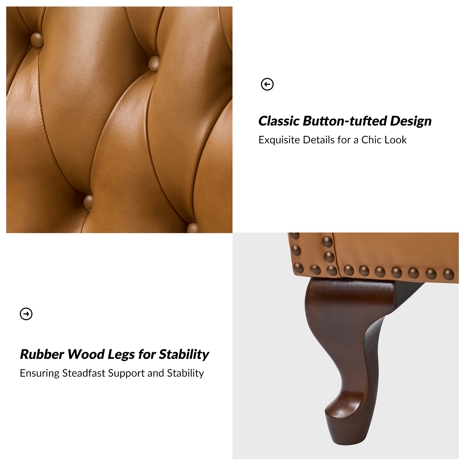 Anthony Camel Genuine Leather Wingback Accent Armchair 5 Anthony Camel Genuine Leather Wingback Accent Armchair - Image 5