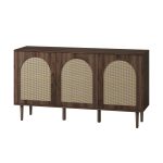 Antiope Black Rattan Door 56-Inch Modern Farmhouse Sideboard