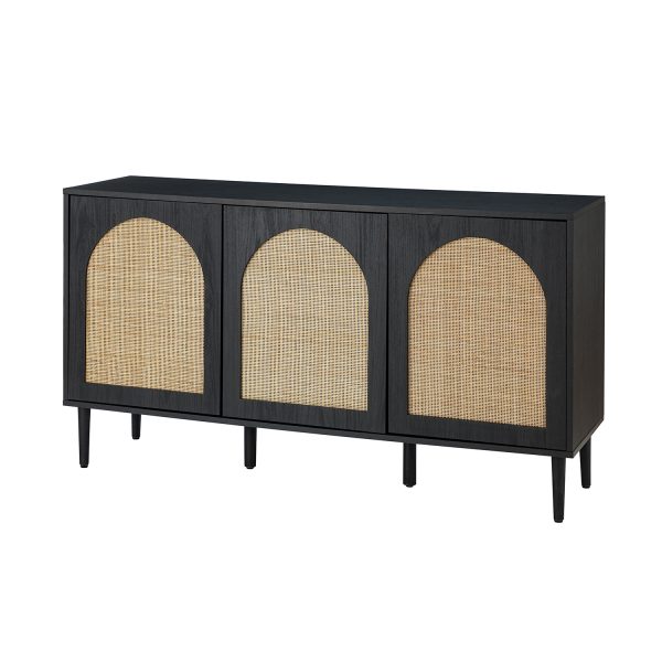 Antiope Black Rattan Door 56 Inch Sideboard 1