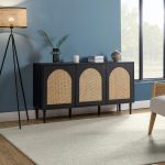 Antiope Black Rattan Door 56-Inch Sideboard 6 Antiope Black Rattan Door 56-Inch Sideboard