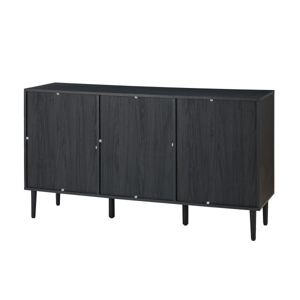 Antiope Black Rattan Door 56 Inch Sideboard 3
