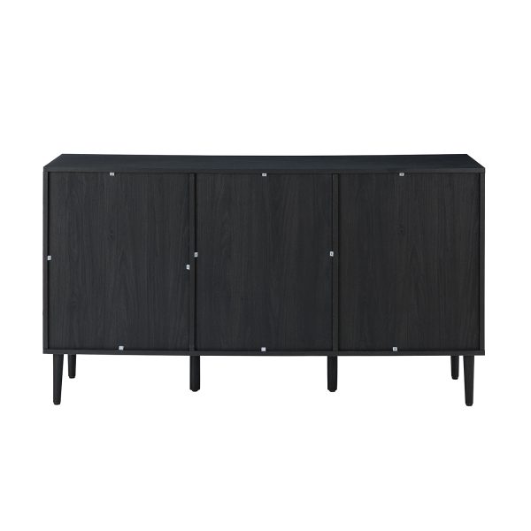 Antiope Black Rattan Door 56 Inch Sideboard 4