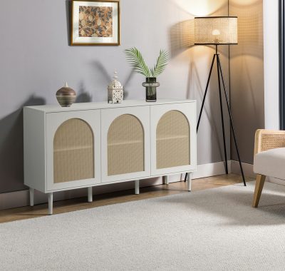 Antiope Black Rattan Door Modern Farmhouse Sideboard
