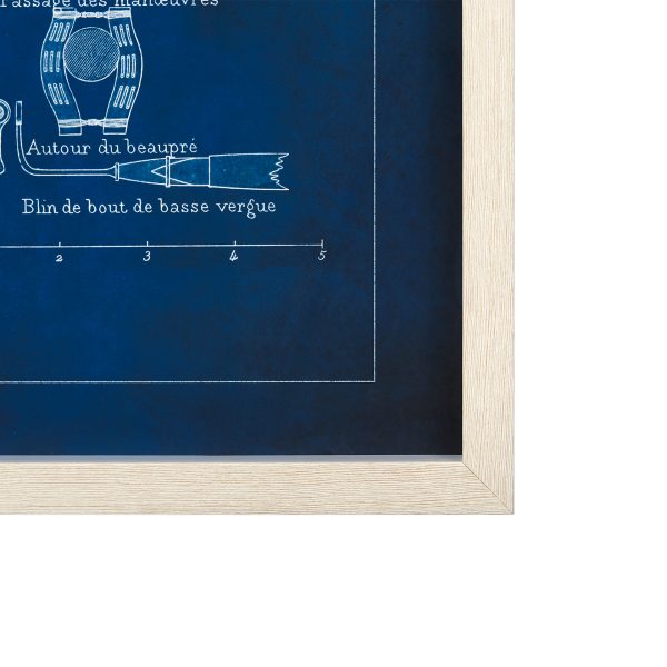 Antique Ship Blueprint IV by Vision Studio Hand Embelished Framed Art Print Matted under Glass 3