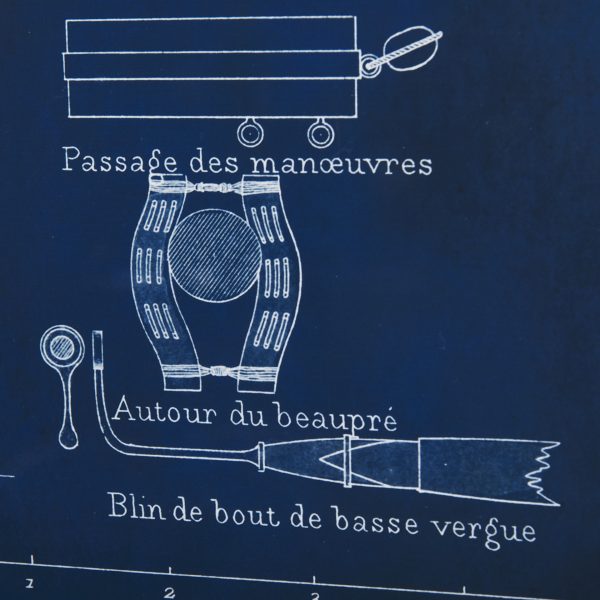 Antique Ship Blueprint IV by Vision Studio Hand Embelished Framed Art Print Matted under Glass 6