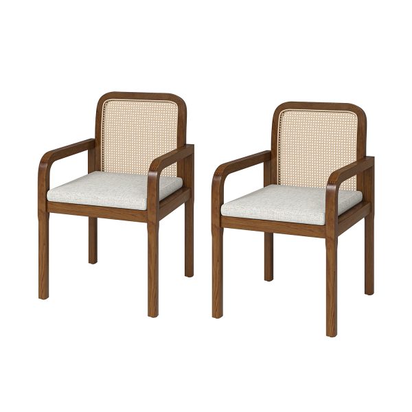Antoine Acorn Rattan Linen Dining Chairs 1