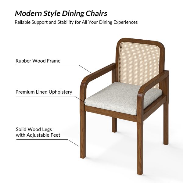 Antoine Acorn Rattan Linen Dining Chairs 4