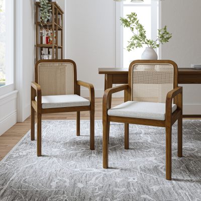 Antoine Acorn Rattan Linen Dining Chairs