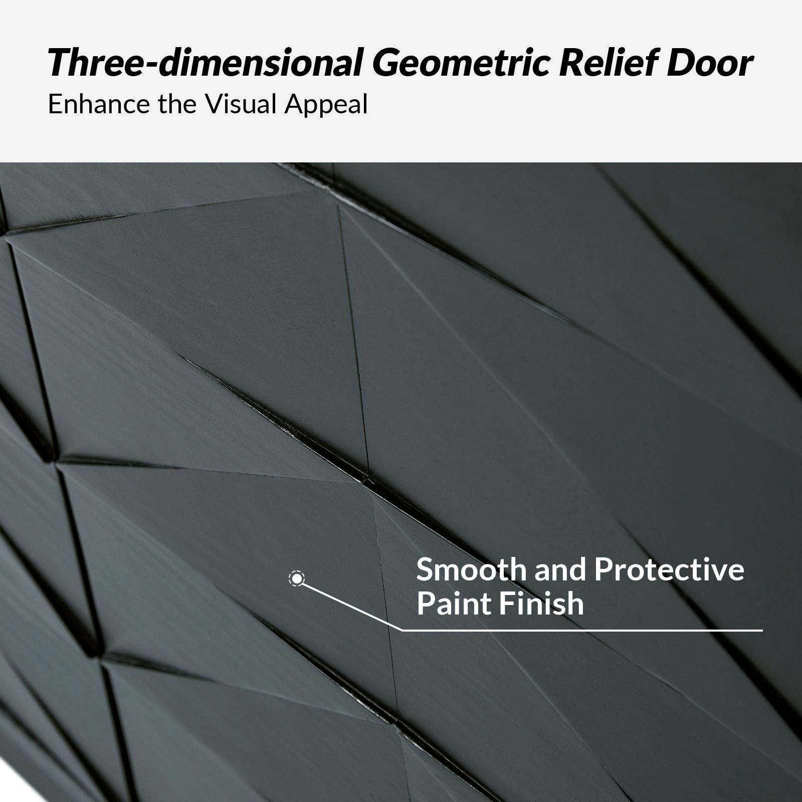 Anton Black Geometric 4-Door Mid-Century Modern Sideboard 4 Anton Black Geometric 4-Door Mid-Century Modern Sideboard - Image 4