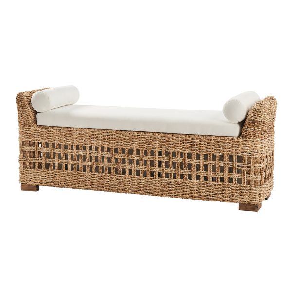 Anton Natural Rattan Boho Coastal Farmhouse Storage Bench 1
