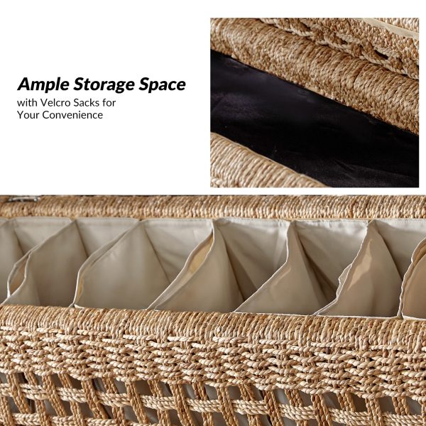 Anton Natural Rattan Boho Coastal Farmhouse Storage Bench 3