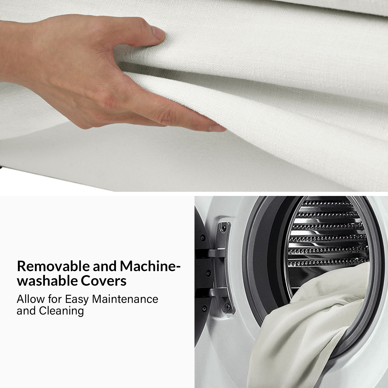 Anton White Linen 60 Inch Washable Slipcover Loveseat 3 Anton White Linen 60 Inch Washable Slipcover Loveseat - Image 3